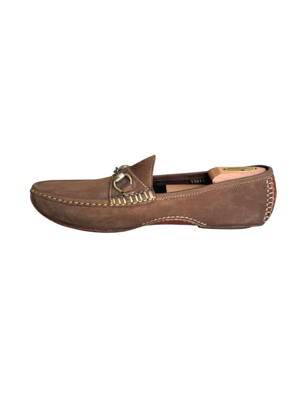 GUCCI Horsebit Driver Shoes Brown Suede Loafers - Picture 9 of 15
